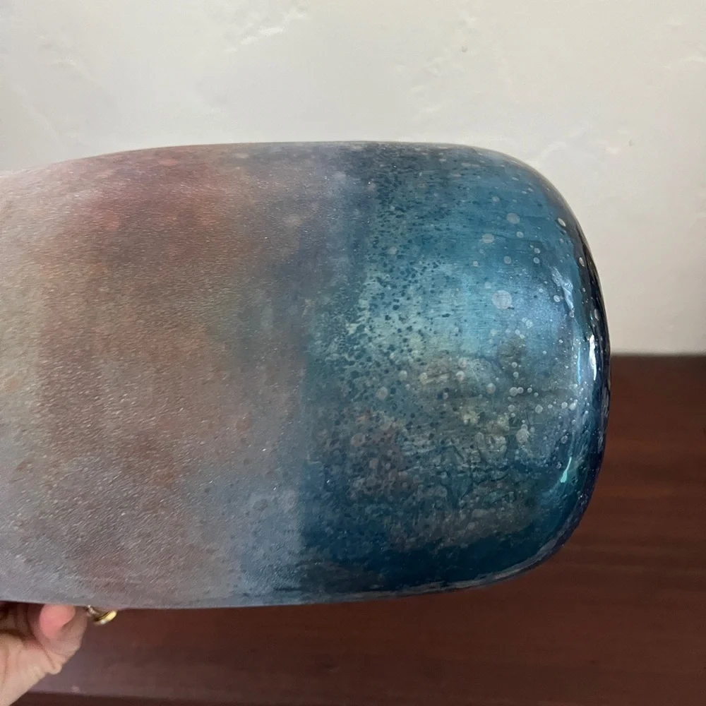 Anthropologie Teal and Rose Ombre Iridescent Vase